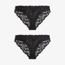 Load image into Gallery viewer, Black High Leg Ultimate Comfort Lace Knickers 2 Pack
