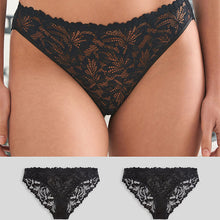 Load image into Gallery viewer, Black High Leg Ultimate Comfort Lace Knickers 2 Pack
