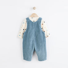 Load image into Gallery viewer, Blue Corduroy 100% Cotton Baby Dungarees and Bodysuit Set (0mths-18mths)
