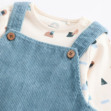 Load image into Gallery viewer, Blue Corduroy 100% Cotton Baby Dungarees and Bodysuit Set (0mths-18mths)
