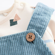 Load image into Gallery viewer, Blue Corduroy 100% Cotton Baby Dungarees and Bodysuit Set (0mths-18mths)
