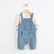 Load image into Gallery viewer, Blue Corduroy 100% Cotton Baby Dungarees and Bodysuit Set (0mths-18mths)
