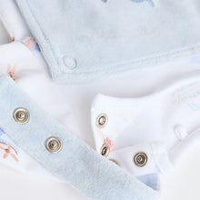 Load image into Gallery viewer, Blue Elephant Print Baby Velour Dungarees and Bodysuit Set (0-18mths)

