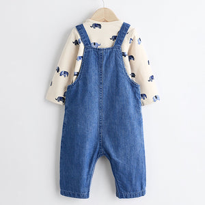 Blue Elephant Baby Denim Dungarees and Bodysuit Set (0mths-18mths)