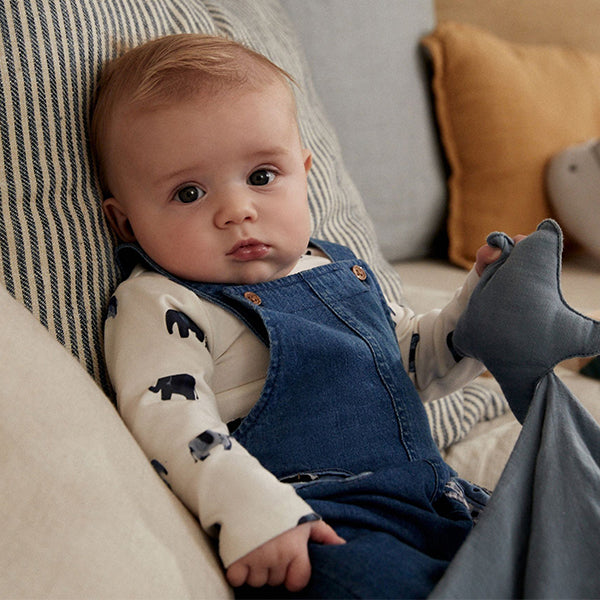 Blue Elephant Baby Denim Dungarees and Bodysuit Set (0mths-18mths)