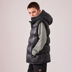Black Hooded Padded Gilet (3-12yrs)