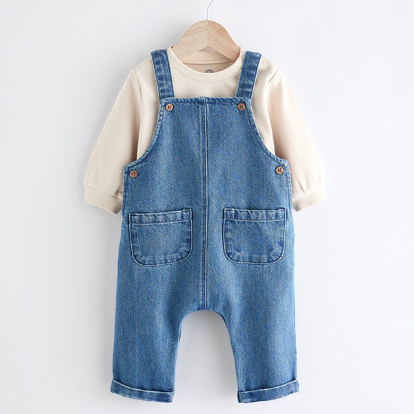 Blue Baby Denim Dungarees and Bodysuit Set (0mths-18mths)