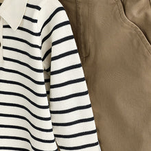 Load image into Gallery viewer, Navy Stripe Baby Woven100% Cotton Top and Trousers Set (0mths-18mths)
