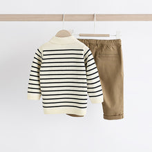 Load image into Gallery viewer, Navy Stripe Baby Woven100% Cotton Top and Trousers Set (0mths-18mths)
