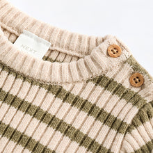 Load image into Gallery viewer, Green Stripe Baby Knitted Rib Top and Leggings Set (0mths-18mths)

