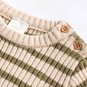 Green Stripe Baby Knitted Rib Top and Leggings Set (0mths-18mths)