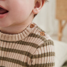 Load image into Gallery viewer, Green Stripe Baby Knitted Rib Top and Leggings Set (0mths-18mths)
