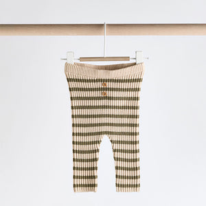 Green Stripe Baby Knitted Rib Top and Leggings Set (0mths-18mths)