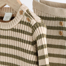 Load image into Gallery viewer, Green Stripe Baby Knitted Rib Top and Leggings Set (0mths-18mths)
