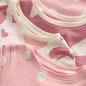 Pink/White 3 Pack 100% Cotton Snuggle Pyjamas (9mths-8yrs)