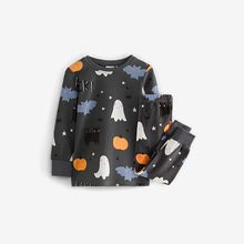 Load image into Gallery viewer, Grey Matching Family Halloween 100% Cotton Glow in the Dark Snuggle Pyjamas (9mths-8yrs)
