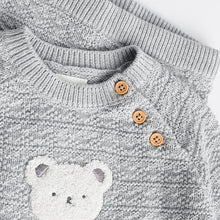 Load image into Gallery viewer, Grey Bear Baby Knitted 100% Cotton Top and Leggings Set (0mths-18mths)

