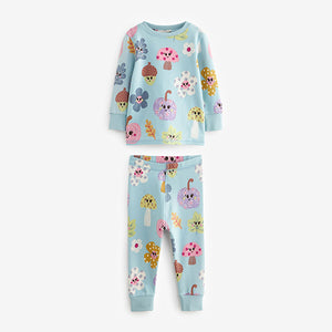 Green/Blue Pumpkin 100% Cotton Printed Snuggle Pyjamas 3 Pack 12mths-7yrs)