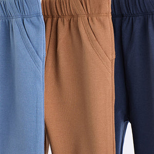 Navy/Brown Baby Joggers 3 Pack
