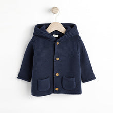 Load image into Gallery viewer, Navy Blue Baby Knitted Hooded Cardigan (0mths-18mths)
