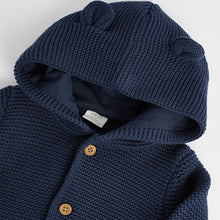 Load image into Gallery viewer, Navy Blue Baby Knitted Hooded Cardigan (0mths-18mths)

