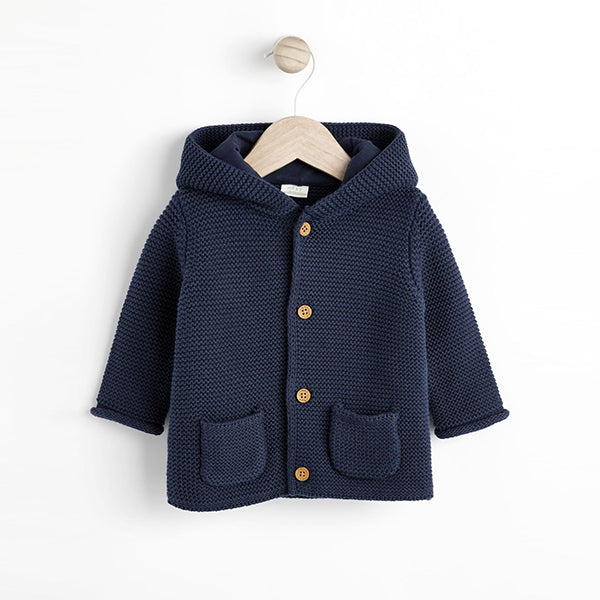 Navy Blue Baby Knitted Hooded Cardigan (0mths-18mths)