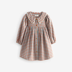 Blue/Ginger Check 100% Cotton Collar Dress (3mths-8yrs)