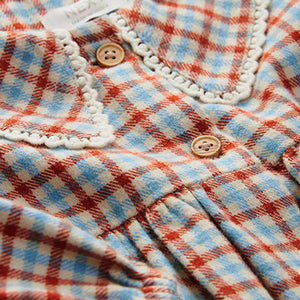 Blue/Ginger Check 100% Cotton Collar Dress (3mths-8yrs)