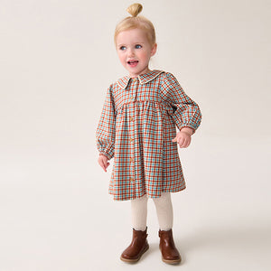 Blue/Ginger Check 100% Cotton Collar Dress (3mths-8yrs)