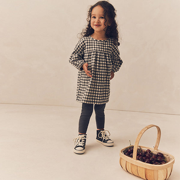 Grey Gingham 100% Cotton Dress, Jacket And Leggings Set (3mths-6yrs)