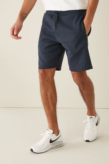 Navy Jersey Shorts With Zip Pockets