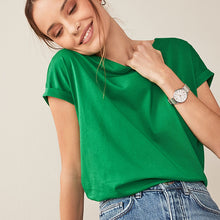 Load image into Gallery viewer, Bright Green Round Neck Cap Sleeve T-Shirt
