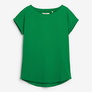 Bright Green Round Neck Cap Sleeve T-Shirt