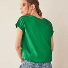 Load image into Gallery viewer, Bright Green Round Neck Cap Sleeve T-Shirt
