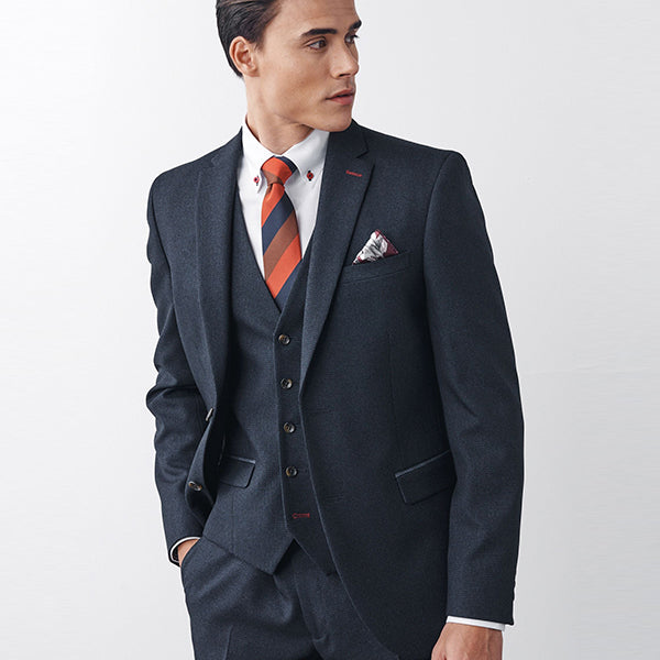 Navy Blue Slim Fit Puppytooth Suit Jacket