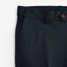 Load image into Gallery viewer, Navy Blue Slim Fit  Puppytooth Fabric Suit: Trousers
