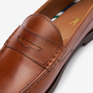 Tan Brown Leather Penny Loafers