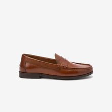 Load image into Gallery viewer, Tan Brown Leather Penny Loafers
