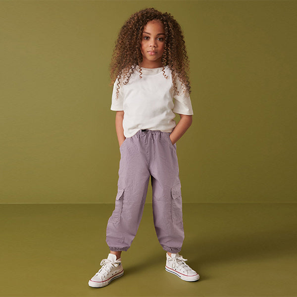 Lilac Purple Parachute Cargo Cuffed Trousers (3-12yrs)