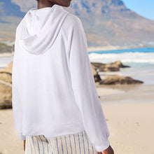 Load image into Gallery viewer, White Lightweight Summer Zip Through Hoodie
