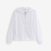 Load image into Gallery viewer, White Lightweight Summer Zip Through Hoodie
