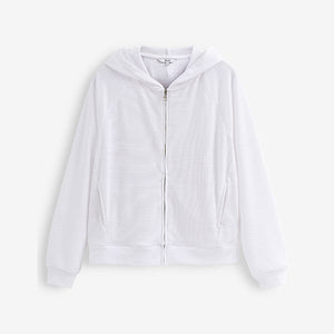 White Lightweight Summer Zip Through Hoodie