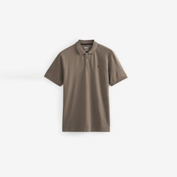 Brown Regular Fit Short Sleeve Pique Polo Shirt