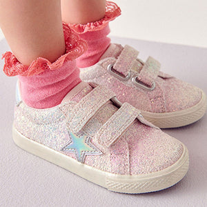 Pink Glitter Star Trainers (Younger Girls)