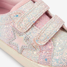 Load image into Gallery viewer, Pink Glitter Star Trainers (Younger Girls)
