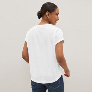 White Embellished Scatter Sparkle Star Short Sleeve T-Shirt