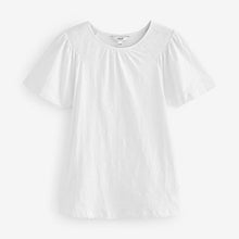 Load image into Gallery viewer, White Smocked Short Sleeves Round Neck Top
