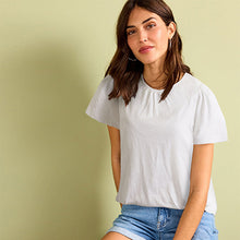 Load image into Gallery viewer, White Smocked Short Sleeves Round Neck Top
