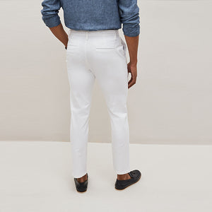 White Slim Fit Stretch Chinos Trousers
