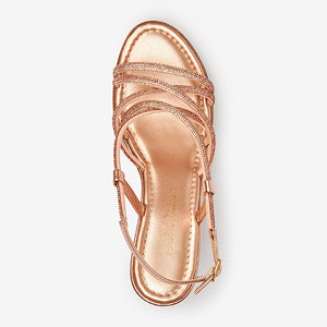 Rose Gold Forever Comfort® Tubular Bling Asymmetric Wedges